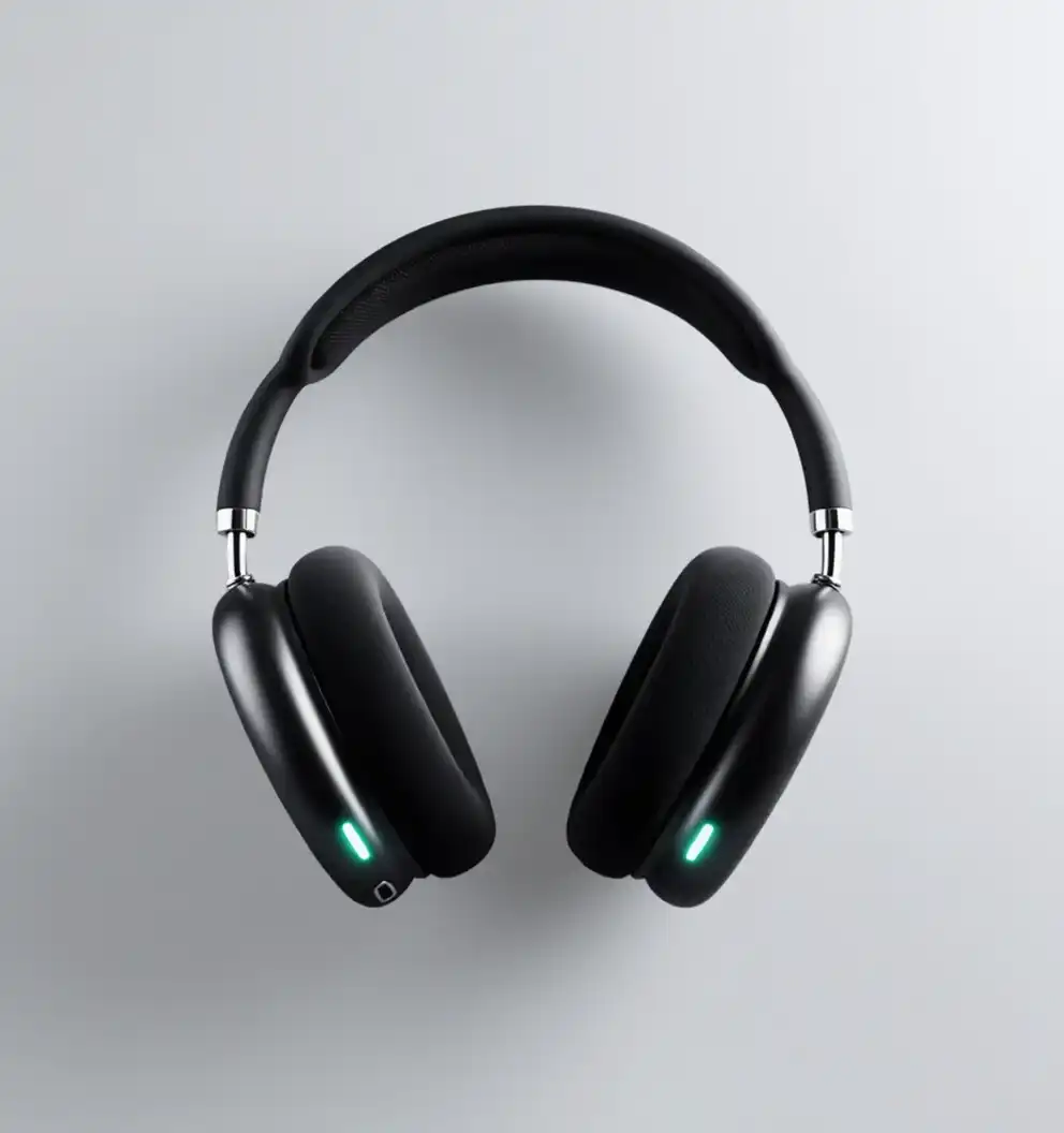 p2Sleek Black Headphones