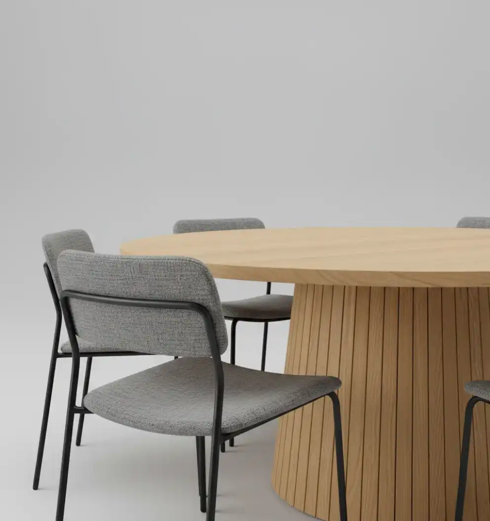 p2ScandiCraft Round Wooden Dining Table