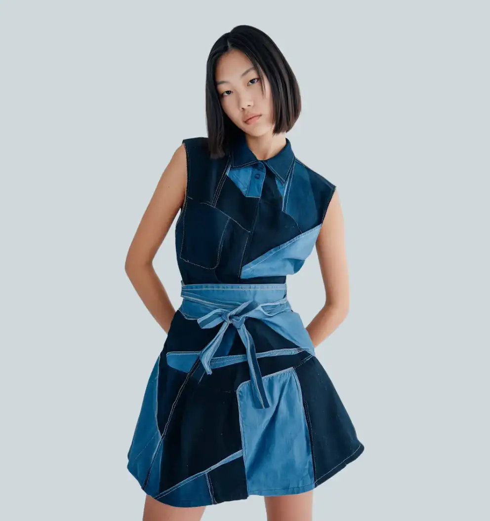 p2Denim Patchwork Dress